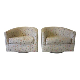 Mid Century Club / Barrel Swiveling Lounge Chairs For Sale