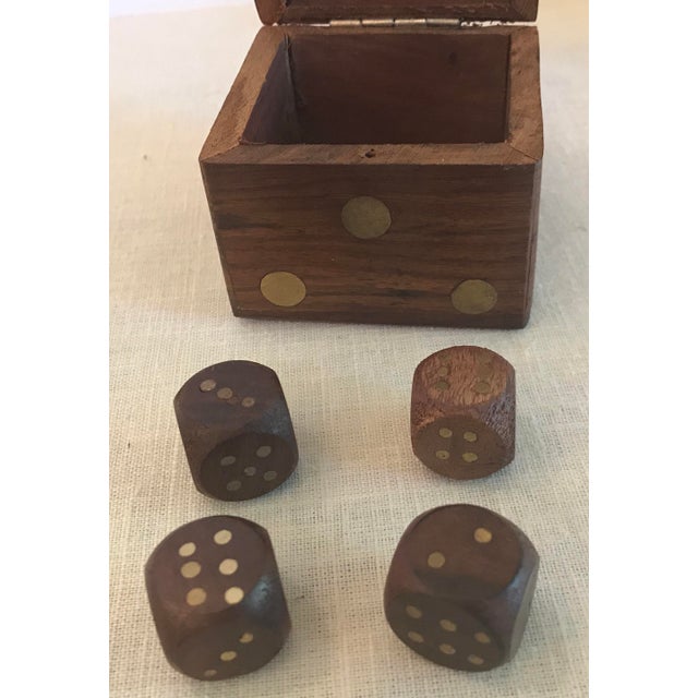 Vintage Wood and Brass Dice Box With Dice Chairish