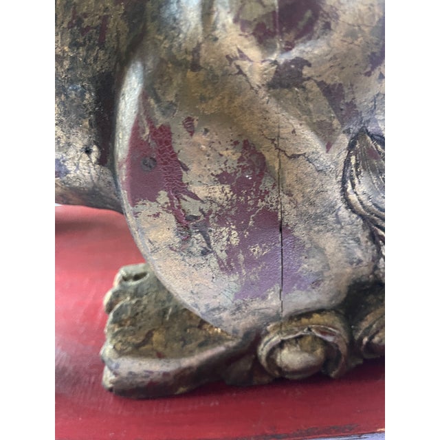 1920s Antique Gilded Foo Lions - a Pair For Sale - Image 5 of 12