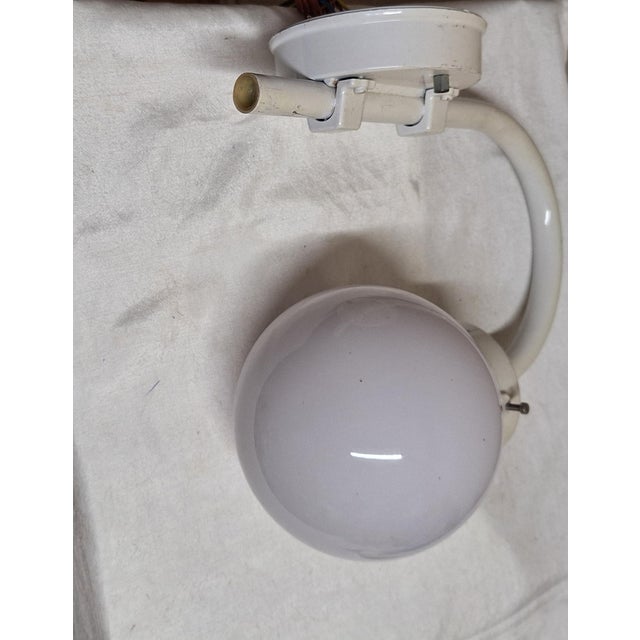 Vintage Wall Lamp with Cream-White Metal Frame and White Glass Shade, 1980s For Sale - Image 4 of 7