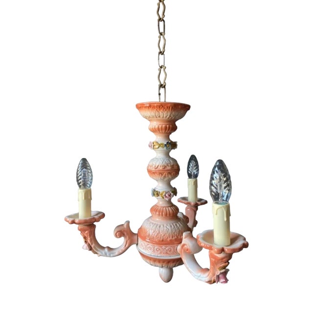 Vintage Italian Ceramic Chandelier, 1960s For Sale