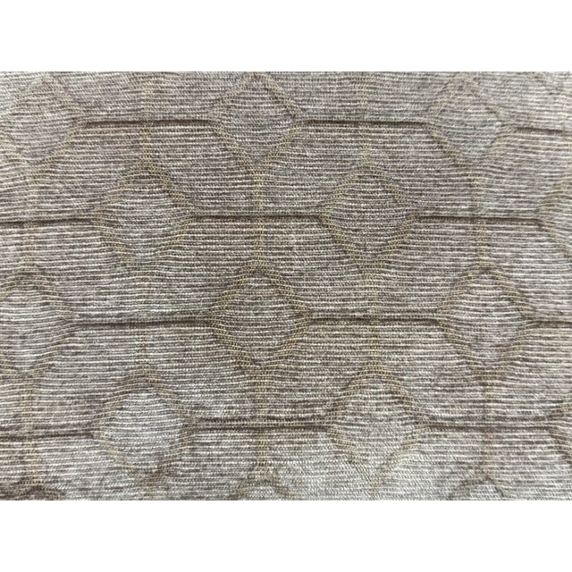 Custom Design Taupe Chenille Patterned Ottoman For Sale - Image 11 of 12