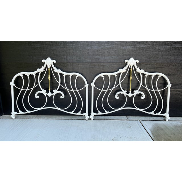 Mid 20th Century Vintage French Cottage Iron & Brass Full Size