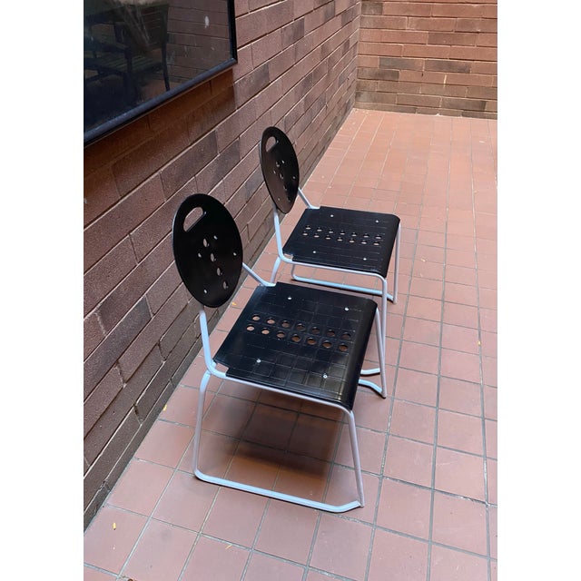 1980s Italian Postmodern “Charlie” Side Chairs by Carlo Bimbi & Nilo Gioacchini for Segis 1980s. A Pair For Sale - Image 5 of 10