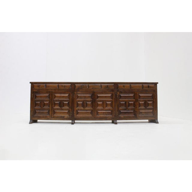 Brown Vintage Spanish Brutalist Credenza, 1970s For Sale - Image 8 of 8