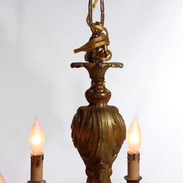 Antique French Louis XIV Gilt Bronze 8 Light Chandelier C1900 For Sale - Image 6 of 10