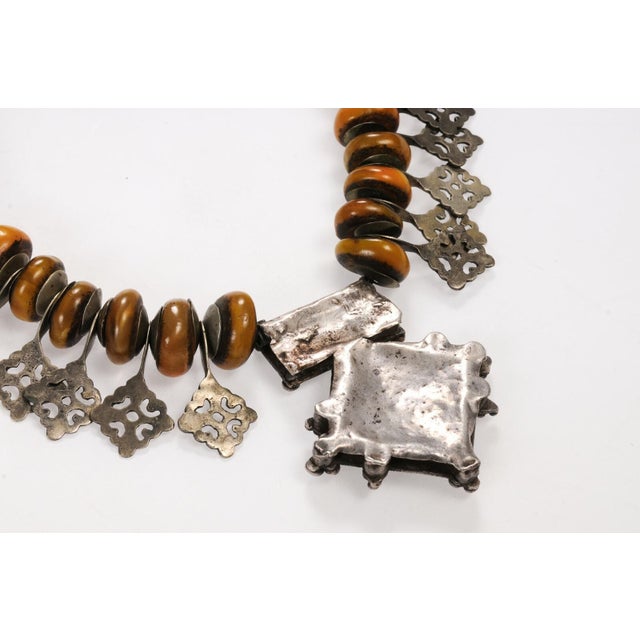 Late 20th Century Faux Amber Bead & Silver Necklace For Sale - Image 11 of 12
