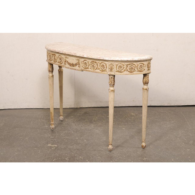Mid 20th Century Italian Marble Top Slender Console, 4 Ft For Sale - Image 10 of 12