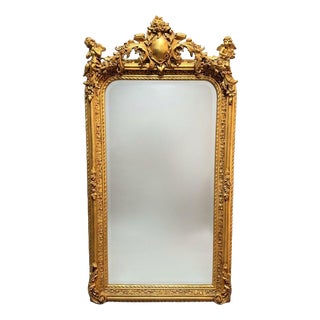 French Gilt Wood and Plaster Panel Mirror For Sale