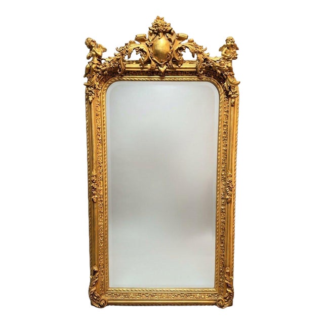 French Gilt Wood and Plaster Panel Mirror For Sale
