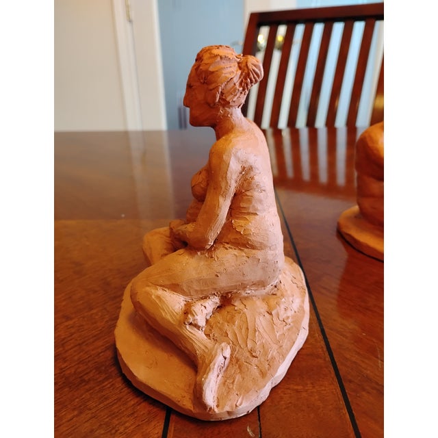 1970s 1970s Signed Sienna Terracotta Maternity Sculpture Pair • Chronological Pregnancy Set For Sale - Image 5 of 12
