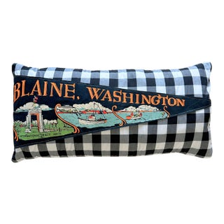 Washington Blaine Vintage Large Pennant on New Woven Throw Pillow For Sale