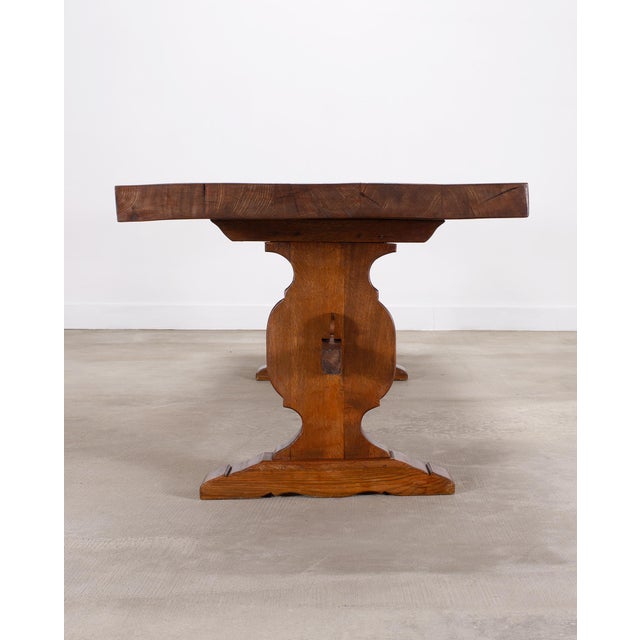 Country French Provincial Oak Farmhouse Trestle Dining Table 10 Ft For Sale In Sacramento - Image 6 of 18