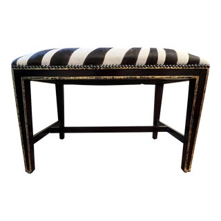 Oly Studio Hillary Bench with Faux Zebra and Gold Tone Detail For Sale
