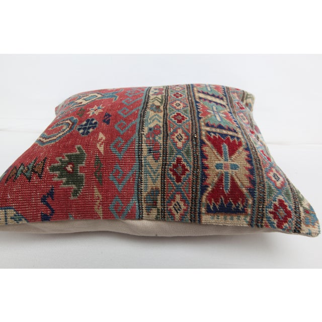 Art Deco Vintage Handwoven Wool on Cotton Rug Pillow -16'' X 16'' For Sale - Image 3 of 8