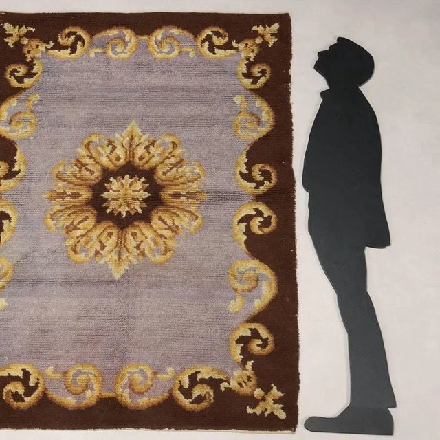 Aobusson rug in cotton and wool; large knot. Hand made. This piece is attributed to the mentioned designer/maker. It has...