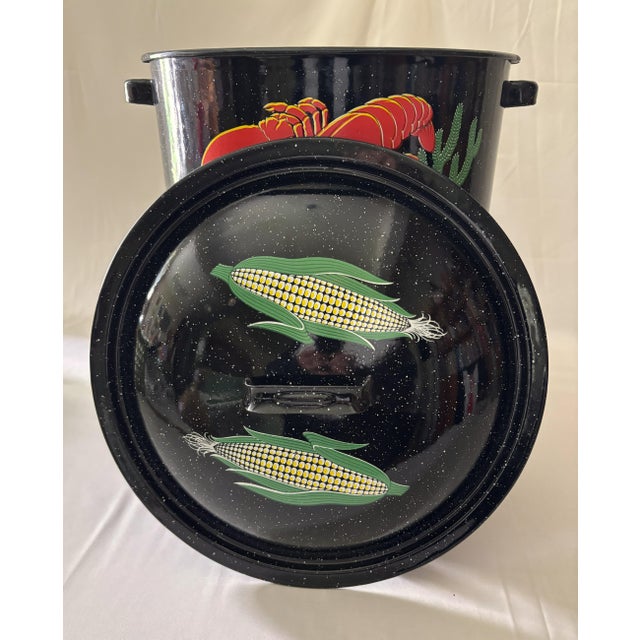 Vintage Granite Ware Enamel Clam and Lobster Steamer With Spigot For Sale - Image 4 of 12