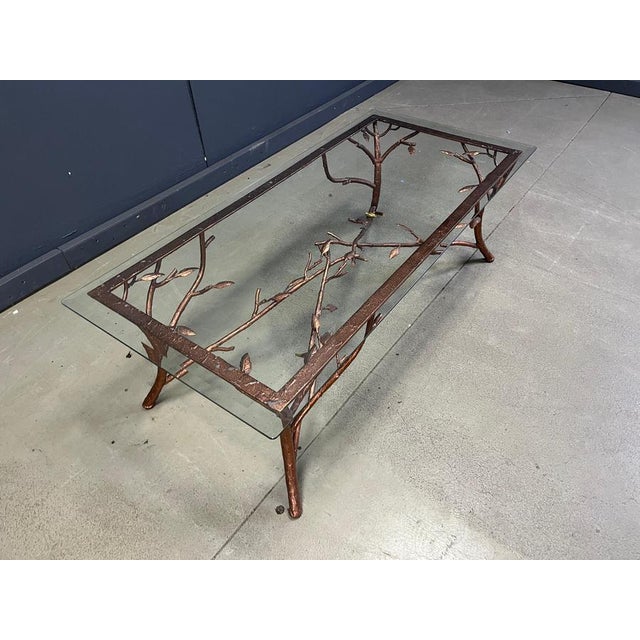 Copper Vintage Hand Crafted Wrought Iron Tree Branches Cocktail Table with Glass, 1970s For Sale - Image 8 of 14