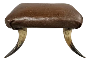Southwest Horn and Leather Footstool
