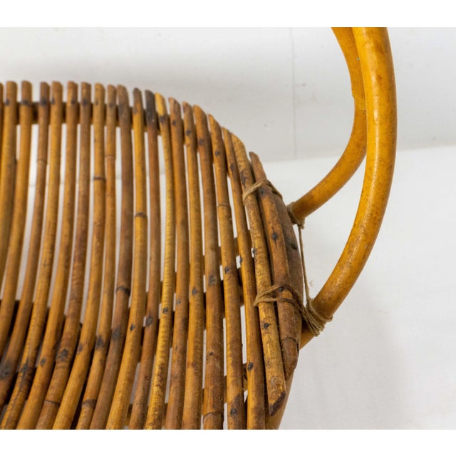 Wood Mid-Century French Fruit Basket in Wicker For Sale - Image 7 of 8