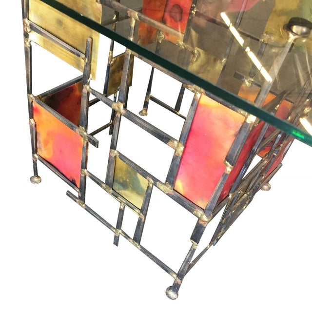 Silas Seandel Style Mixed Metal Nail Brutalist Side Table For Sale In Los Angeles - Image 6 of 9