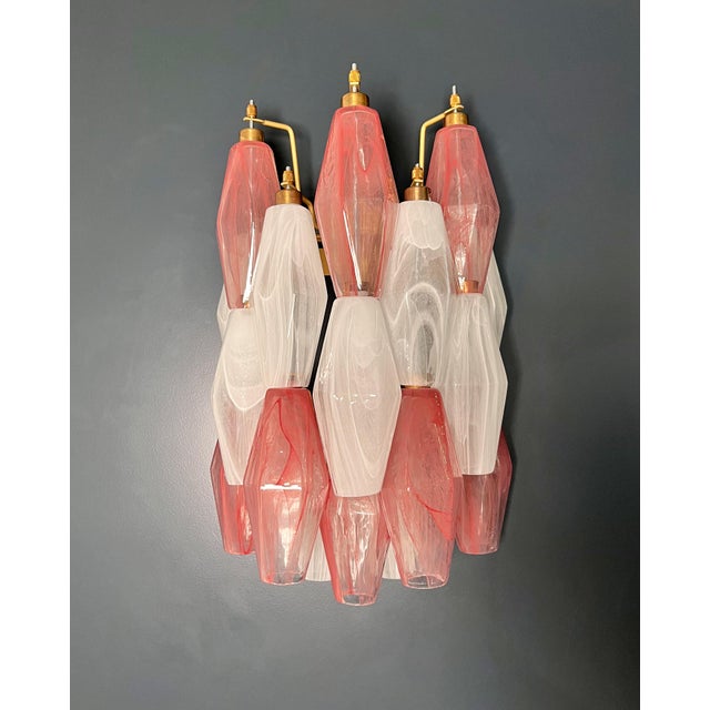 Vintage Murano Italian Poliedri White and Pink Albaster Wall Sconces, 1990, Set of 2 For Sale - Image 14 of 14