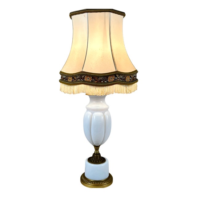 Vintage French Opaline Crystal Table Lamp from L. Seiler, 1970s For Sale