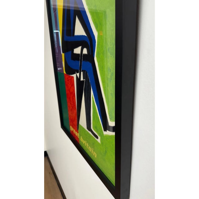 1960s C. 1962, Air France – Great Britain, Original Vintage Lithograph Travel Poster Printed in France, Custom Framed in Black, Artist Guy Georget For Sale - Image 5 of 10