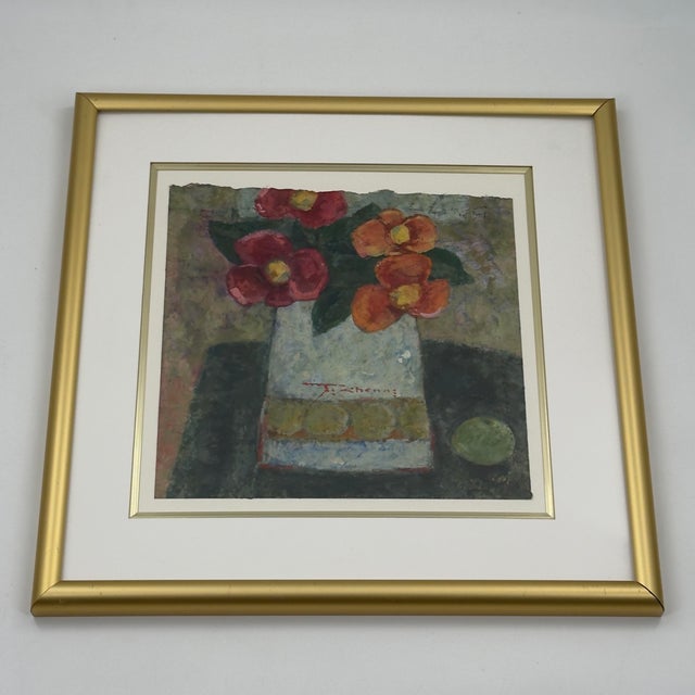 Original John H. Chen Floral Still Life Watercolor Painting on Rice Paper For Sale In Tampa - Image 6 of 12