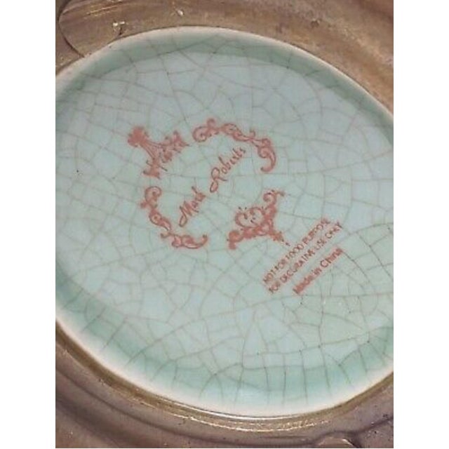 Vintage Mark Roberts Hand Painted Porcelain & Bronze Birds Pedestal