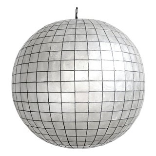 Capiz Shell Globe Coastal Contemporary Pendant Light 36" For Sale