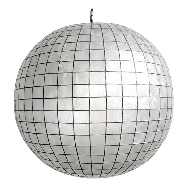 Capiz Shell Globe Coastal Contemporary Pendant Light 36" For Sale