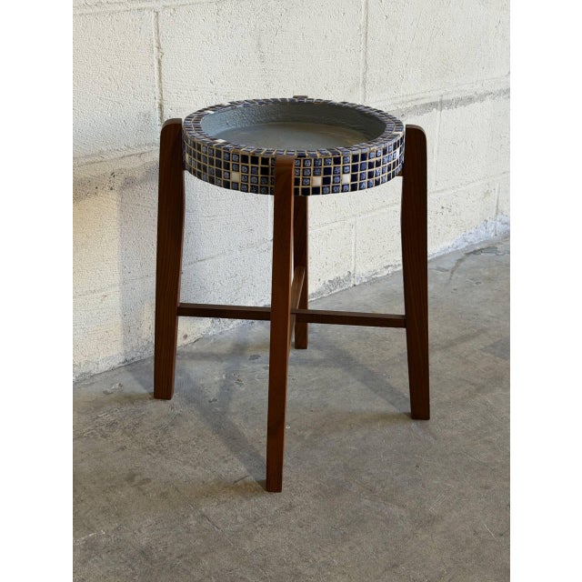 Teak Mosaic Tile Planter Stand and Plant Table Danish Mid-Century Modern 1960s For Sale In Los Angeles - Image 6 of 9