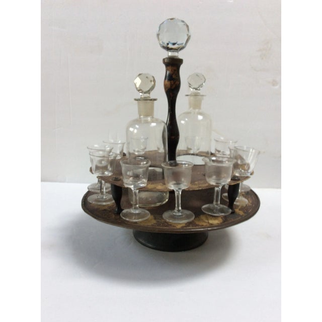 Antique French Scarlet Painted Tole Liqueur Set For Sale In San Antonio - Image 6 of 7