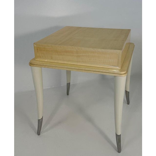 Beige Italian Modern Side Table in Maple with Cream Lacquer and Chrome, 1980s For Sale - Image 8 of 9