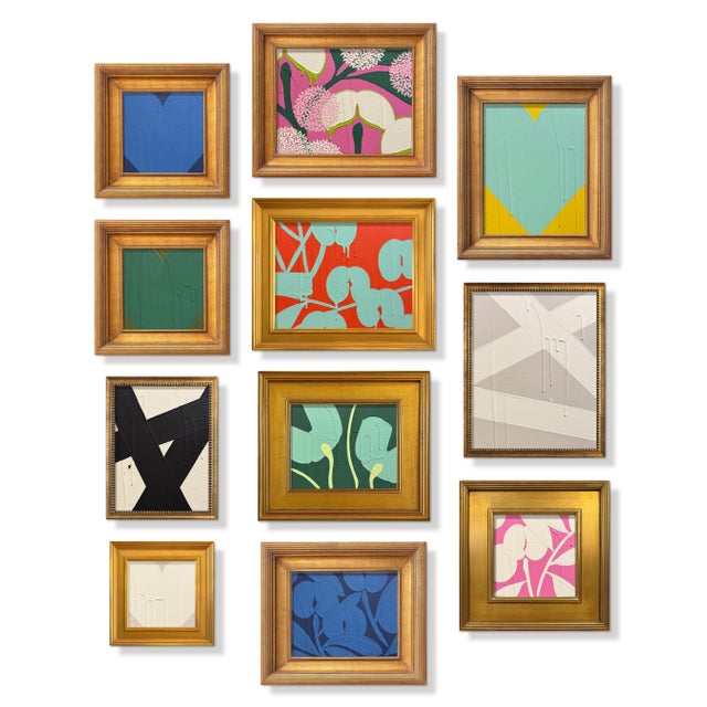 Geometric abstract painting by Ron Giusti featuring a delicate frame and smooth surface. Black and cream pair together to...