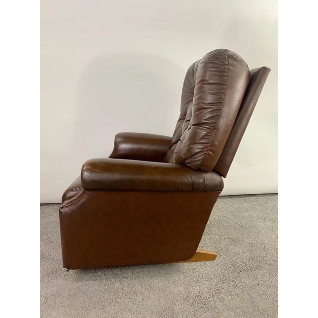 EEnglish Chesterfield Style Brown Leather Tufted Reclining & Rocking Club Chair For Sale - Image 4 of 12