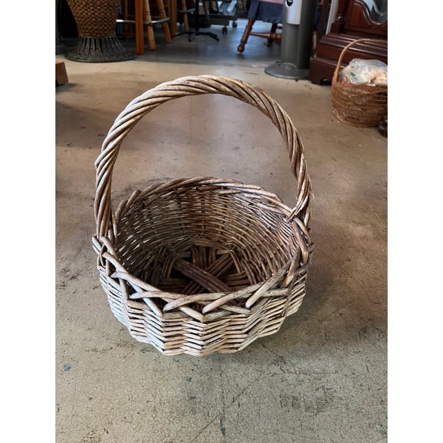 Late 18th Century Vintage Country Basket With Handle | Chairish