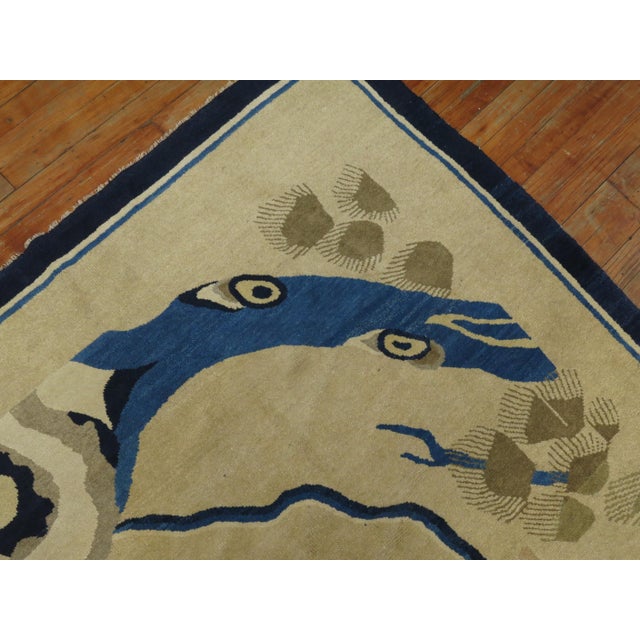 Expressionism Spiritual Chinese Antique Tiger Pictorial Rug, Dated 1926 - 5'2" x 6'10" For Sale - Image 3 of 6