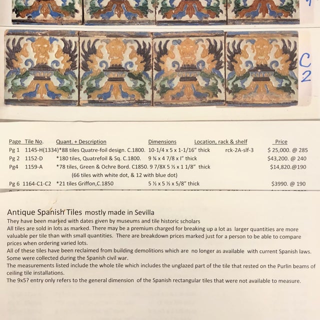 Spanish Antique Spanish Tile With Mythological Creatures For Sale - Image 3 of 3