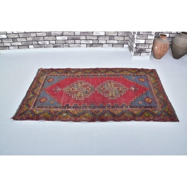1960s Handmade wool and cotton rug in Turkish Anatolian Small Rug, Vintage Doormat Rug, Turkish Decorative Rug, Handmade...