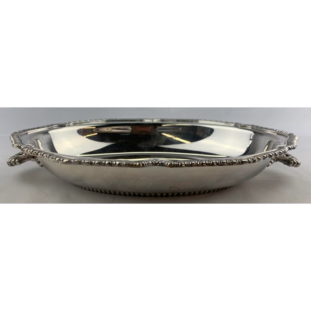 1960s Vintage Silverplate Serving Dish with two handles and rope edge detail