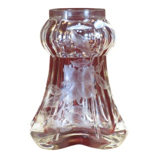 Early 20th Century Vase Art Nouveau Wheel-Cut Engraved Glass Floral and Foliate Design Dogwood For Sale