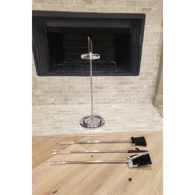 MidCentury Modern Lucite & Chrome Fireplace Tool Set Chairish