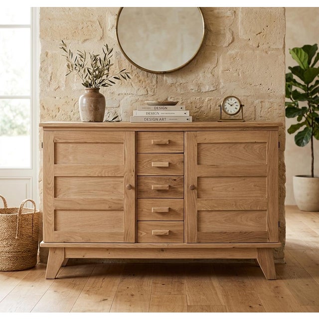 Vintage Oak Sideboard by René Gabriel, 1940s For Sale - Image 3 of 4