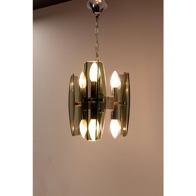 French Pendant in Lustre Glass and Metal, 1970 For Sale - Image 4 of 6