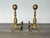 Pair of cannonball brass fireplace andirons Theses andirons have some wear and patina Dimensions: 7”Width x 17.5”Depth x...