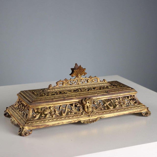 Carved Gilt Bronze Inkwell For Sale - Image 12 of 13
