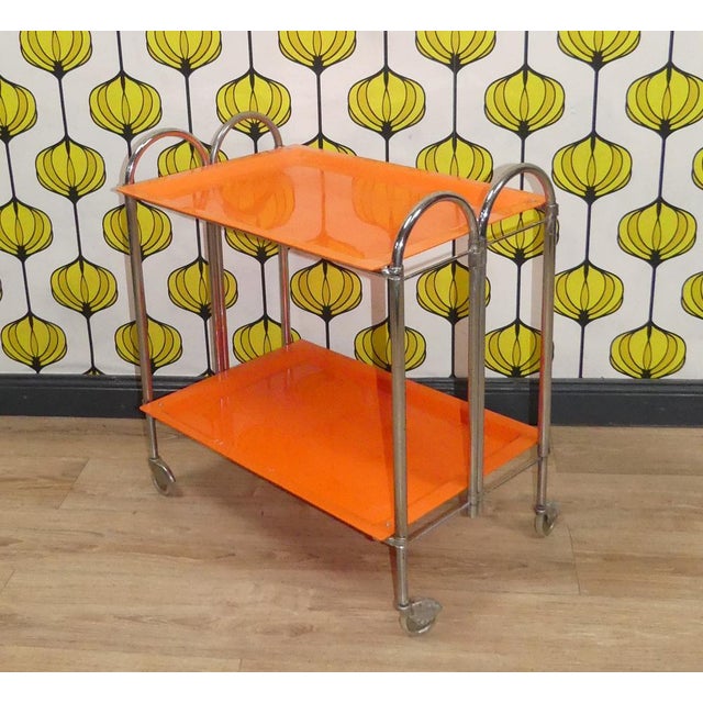 Bar Cart or Side Table in Plastic & Chrome, 1970s For Sale - Image 17 of 17