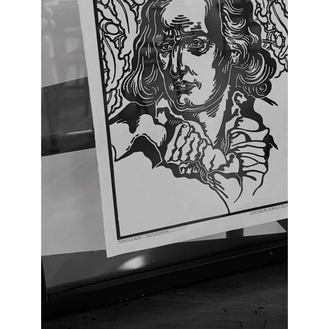 Josef Lacina Original Woodcut, a Portrait of Friedrich Schiller, European Realism Mid Century Art (Czech, 1899-1975) For Sale - Image 9 of 12